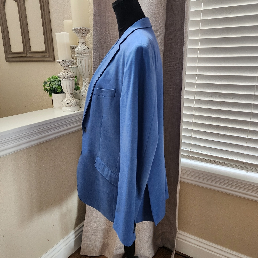 Hoxton Blue Solid Two Button Notch Lapel Slim Fit… - image 7